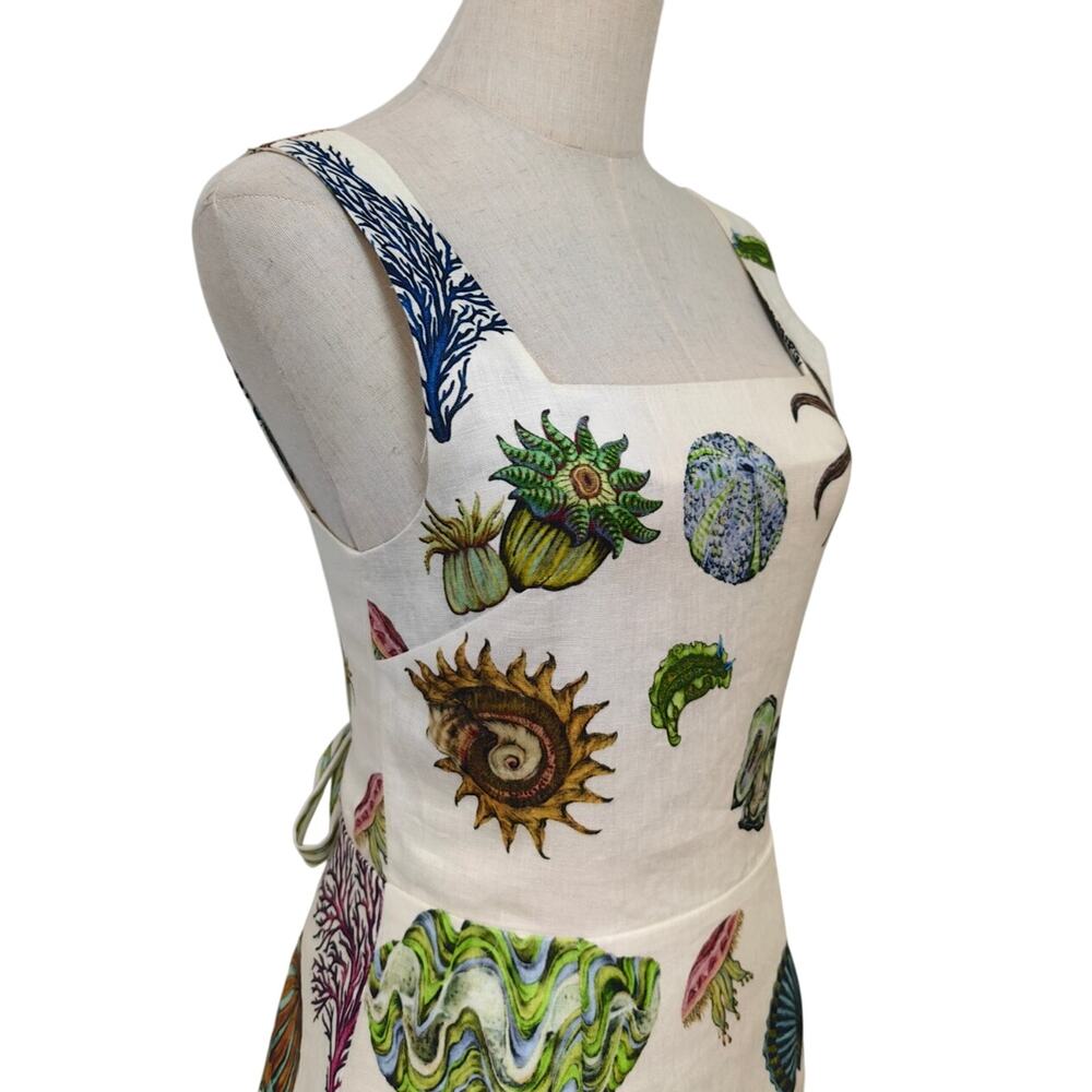 ALEMAIS + Sam Pauletto Sea printed linen mini dress US 4 - Picture 7 of 12